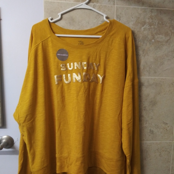 Secret Treasures Tops - Sunday Funday mustard yellow long sleeve 2x soft